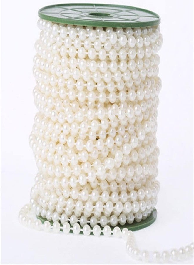 VRB Dec سلسلة خرز من اللؤلؤ الصناعي VRB Dec™ بطول 5 أمتار، مثالية لصنع المجوهرات والأساور، وفنون الراتنج، والحرف اليدوية، وسجلات القصاصات، والتطريز (6 مم، 5 أمتار)، أبيض - Image 1